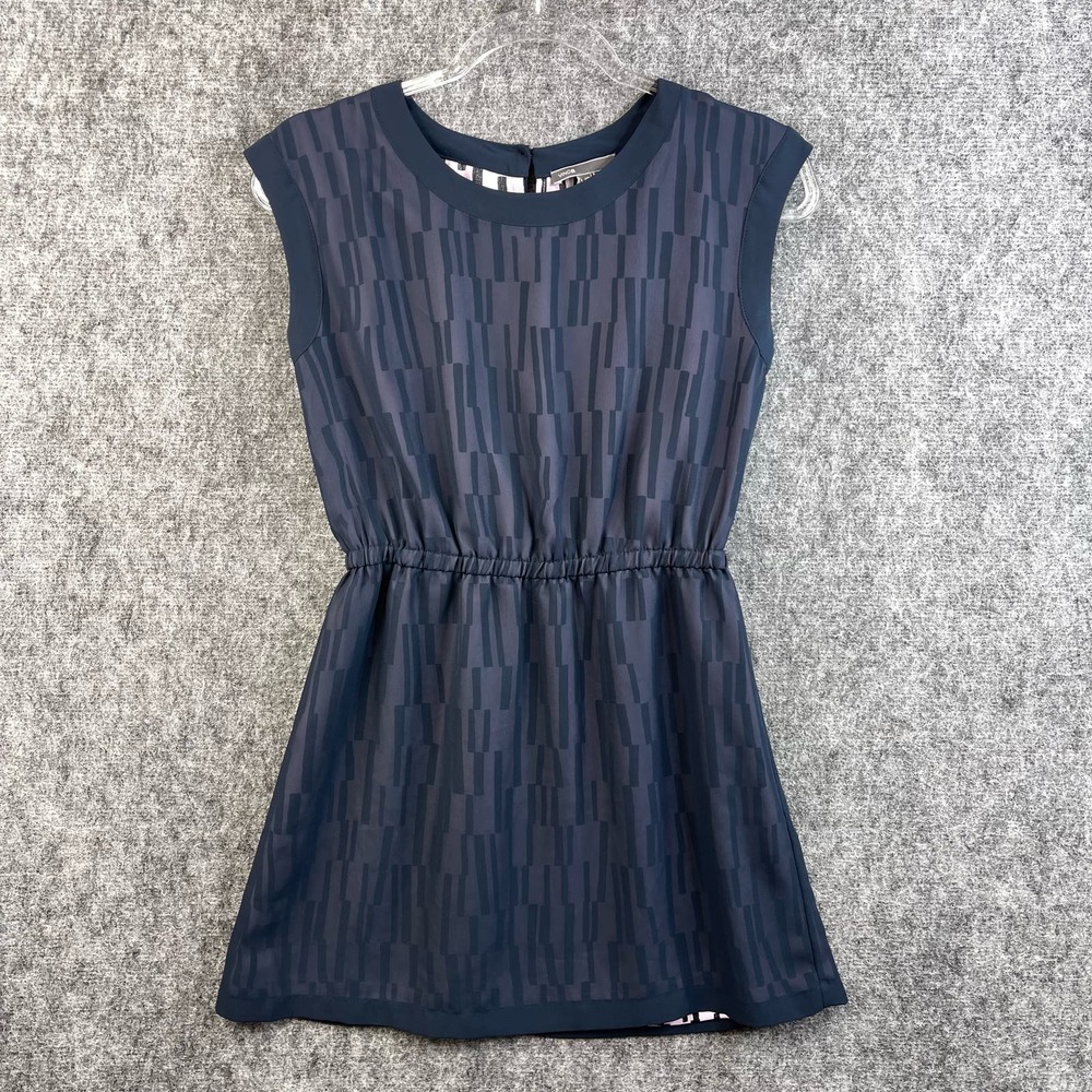 Vince Womens Cinched Mini Dress Size Large Navy Blue Sleeveless